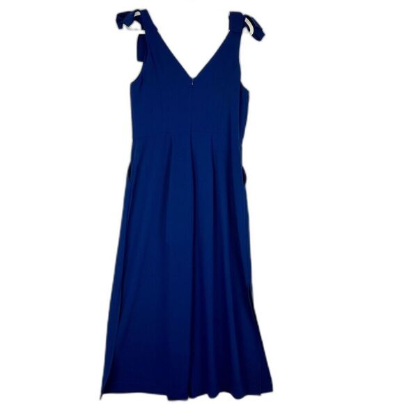 Amanda Uprichard Iris Jumpsuit Size Large Navy Blue Bow Blogger Fave Wide Leg - Picture 5 of 12